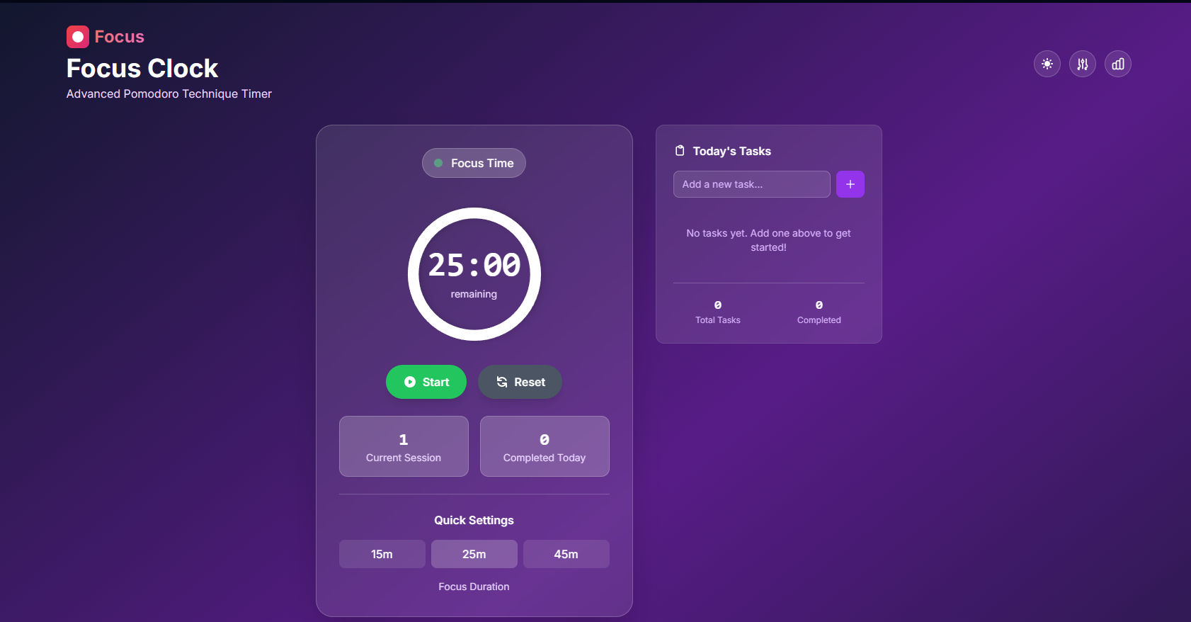 Advanced Pomodoro Timer Clock